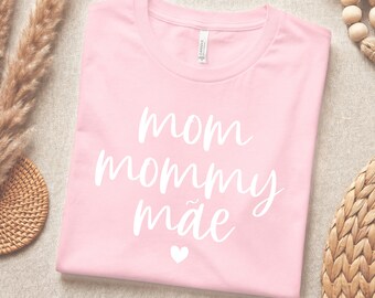Mom Mommy Mae Pink Shirt - Portuguese Mothers Day Gift - Bilingual English Portuguese Tee - Mama Shirt - Custom Nick Name