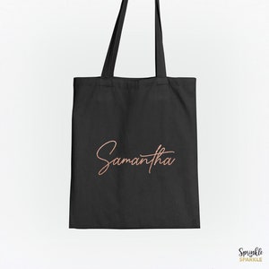 Sac fourre-tout personnalisé, nom personnalisé. Or rose, cadeau de demoiselle d'honneur, cadeau de demoiselle d'honneur, sac fourre-tout en or, nom personnalisé, fourre-tout personnalisé