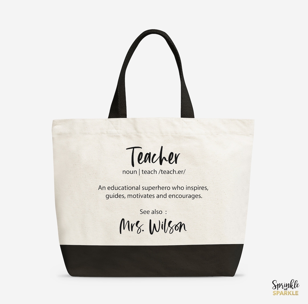 Teacher Canvas Tote Bag, Teacher Definition, Personalized Teacher Bag — free download