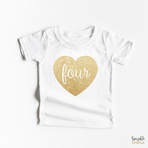Fourth Birthday Four Shirt - Girls Fourth Birthday Shirt - 4th Birthday Outfit - Script Four Girls Fourth Birthday Sparkle Glitter Shirt