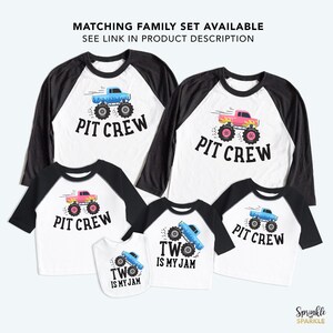 Monster Truck Fifth Birthday BaseBall Style Shirts. Matching Shirts. Family Set. Five is My Jam Monster Truck Birthday Theme. Family Matching T-Shirts. Boys Monster Truck Birthday. Girls Monster Truck Birthday.