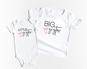 Big Sister Little Sister Matching Shirts, Bow Coquette , Big Sis Baby Sis Gift, Lil Sister ONESIES®, Baby Announcement, Sisters