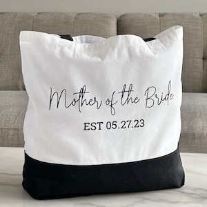 Mother of the Bride gift idea Custom Canvas Tote Bags, Personalized Bag, Bridal Gift, Destination wedding beach bag Gift,  01