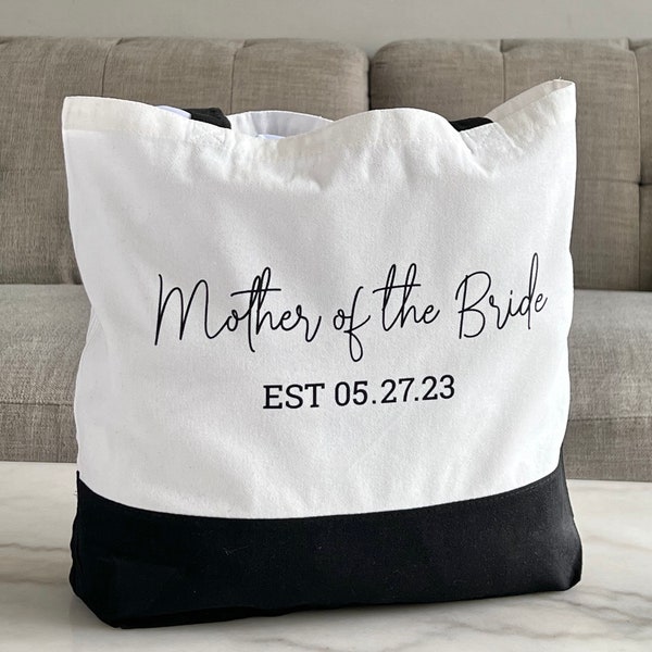 Mother of the Bride gift idea Custom Canvas Tote Bags, Personalized Bag, Bridal Gift, Destination wedding beach bag Gift,  01