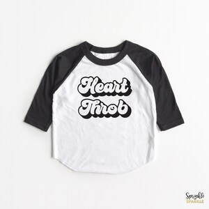 Heart Throb Raglan T-Shirt Valentine’s Day Vday Stylish Kids Tee Girls Boys Love Heart Adorable Cute Outfit Hunk Handsome Cute Adorable image 1
