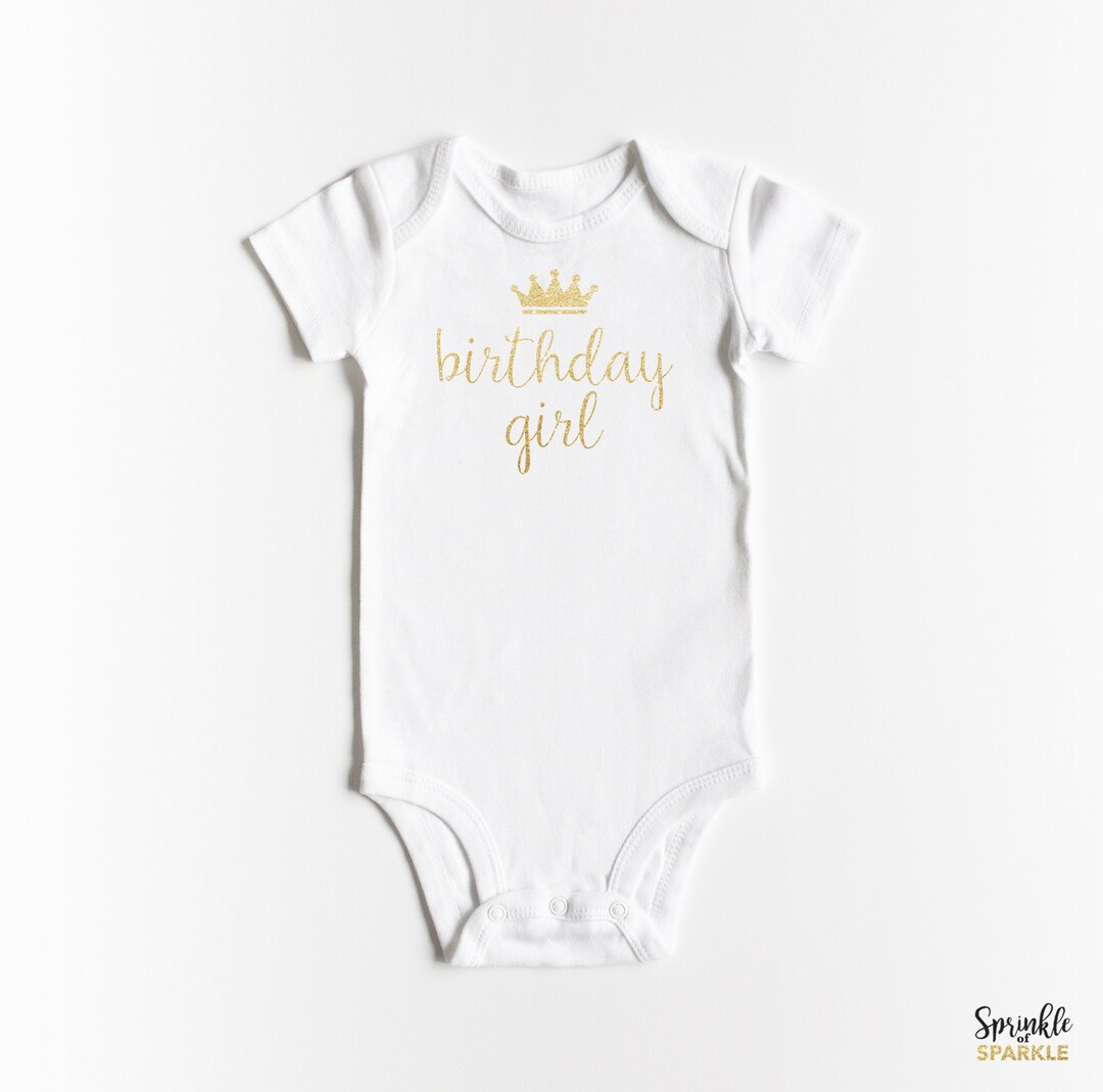 Birthday Girl Outfit One Crown ONESIES® Infant Baby Bodysuit Gold