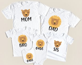 First Birthday Lion Shirt Matching Family Birthday Shirts, Safari Birthday Shirt, 1st Birthday Shirt, First Birthday Boy Shirt Onesie® Bib