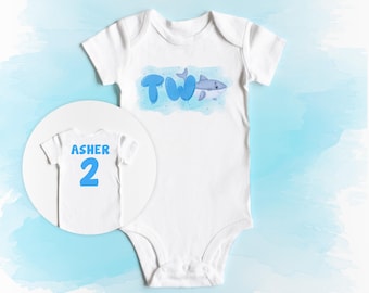 Under The Sea Second Birthday ONESIES® Bodysuit - Shark Birthday Shirt - Boys Girls ONEder the Sea Ocean 2nd Bday - Family Set Available