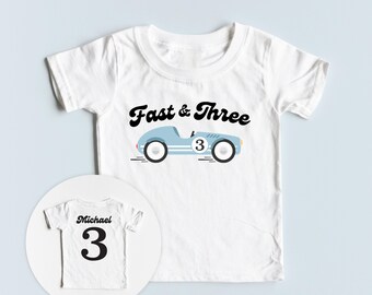 Fast and Three Birthday Shirt, Boys Race Car Birthday Shirt, Girls 3rd Birthday, Matching Family Birthday Shirts and Custom Name Available