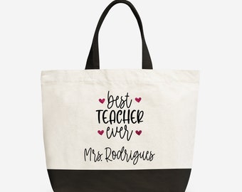 Teacher canvas tote bag, Christmas gift, Personalized teacher bag, Gifts for teachers, Best teacher, Personalized teacher gift, Custom Tote