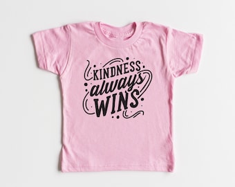 Pink Shirt Day Anti Bullying - Kindness Always Wins - Stylish Outfit Kids Girls Boys Tshirt - Say No Bullying Be Kind - Pink