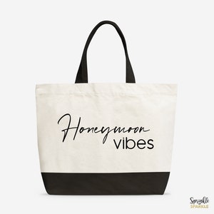 Honeymoon Vibes  Canvas Tote Bags, Bride Gift Bag, Gift For Bride, Bridal Gift, Honeymoon Gift, Bridal Shower Gift,  01