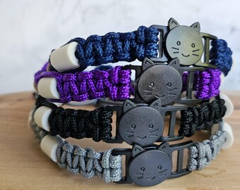 Paracord-Katzenhalsband mit Zeckenschutz und EM-Keramikperlen: Kollektion Dunkle Wüste