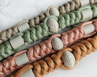 Collar antipulgas y garrapatas de paracord con cuentas EM, cuentas de lava y juego de aceites esenciales