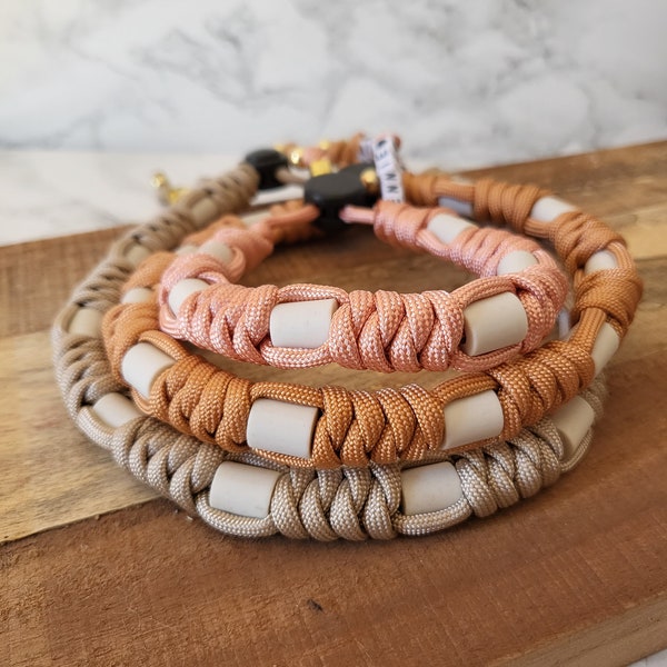 Paracord anti-tick collar with EM-ceramic beads : Desert collection