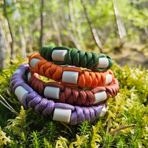 Paracord hundhalsband mot fästingar med EM-keramiska pärlor: Light Forest-kollektionen