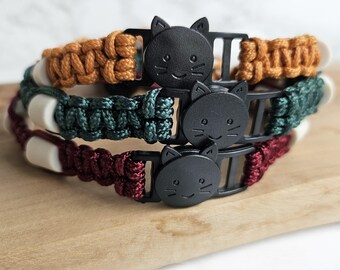 Paracord-Katzenhalsband mit Zeckenschutz und EM-Keramikperlen: Kollektion Wald
