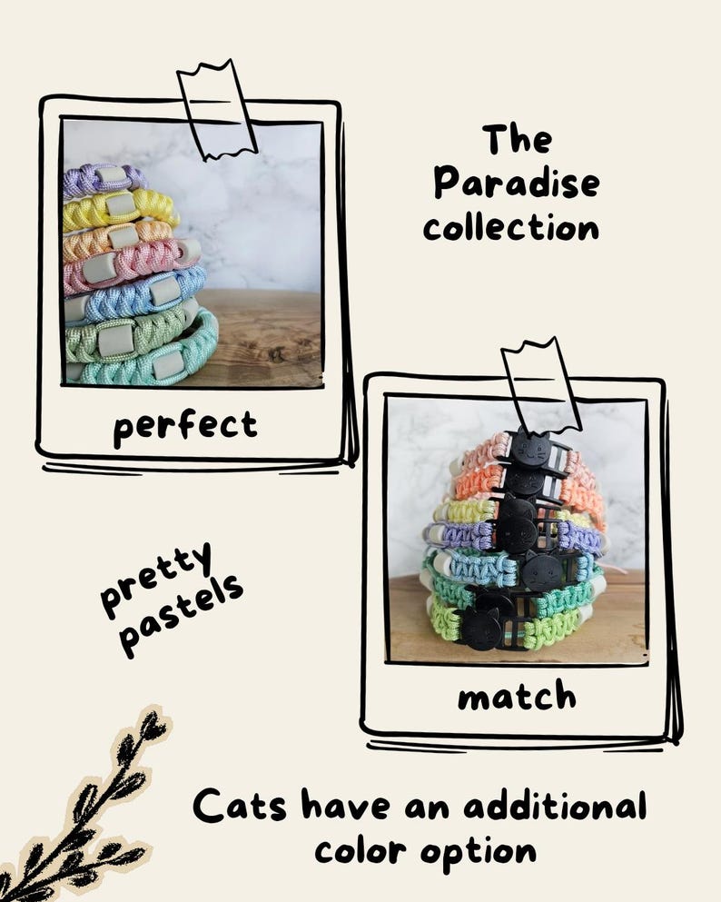 Paracord-Katzenhalsband mit Zeckenschutz und EM-Perlen, Paradise-Kollektion, aktualisierte Farben! Bild 16