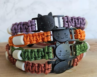 Paracord-Katzenhalsband mit Zeckenschutz und EM-Keramikperlen: Kollektion „Light Forest“