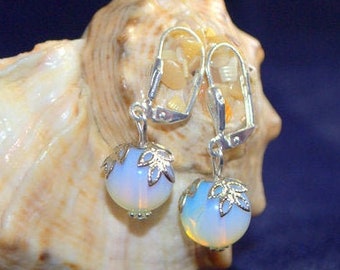 Natural moonstone opal earrings blue flash moonstone statement earrings dangle drop genuine opalite earrings unique Gift idea for her mom