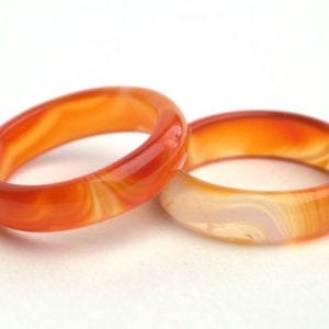 Carnelian Agate Ring: Carved Gemstone Band, Boho Stacking Ring