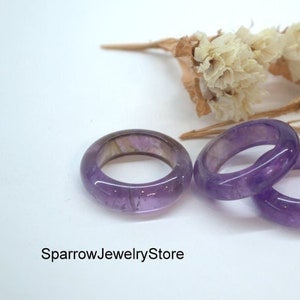 Carved Amethyst Ring Band: Handmade Boho Gemstone Jewelry