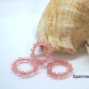 Pink Tourmaline Ring Band: Natural Stone Beaded Wedding Ring