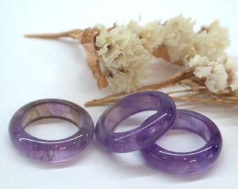 Lavander Amethyst Ring band Carved stone ring Amethyst crystal jewelry Boho unisex rings Minimalist handmade jewelry Unique wedding ring