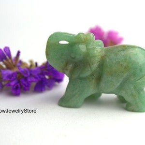 Hand Carved Green Aventurine Elephant: Lucky Gemstone Totem