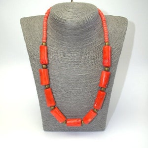 Vintage Salmon Coral Necklace: Handmade Boho Jewelry