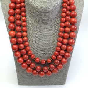 Natural Coral Necklace Ukrainian coral Necklace Vintage Necklace Red Coral Necklace Vintage Coral Christmas present idea Anniversary gift
