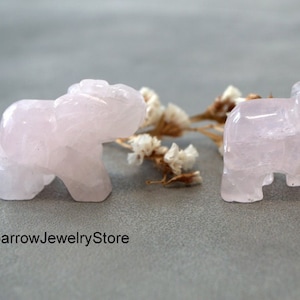 Rose Quartz Carved Elephant: Lucky Gemstone Totem (45x27x16mm)