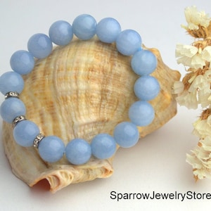Aquamarine Crystal Bracelet: Natural Gemstone Beaded Jewelry