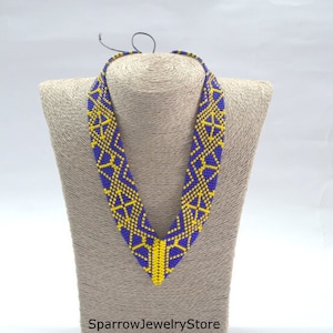 Native style gerdan necklace Minimalist seed bead necklace Ukrainian behemian necklace Summer jewelry for her Traditional Ukraine necklace