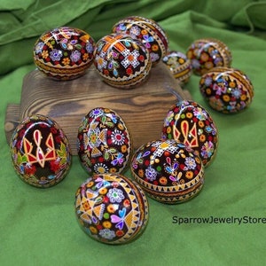 Easter ornaments Ukrainian Easter eggs Pysanky Traditional Ukrainian Pysanka Chicken hand painted easter egg Traditional Ukrainian souvenir