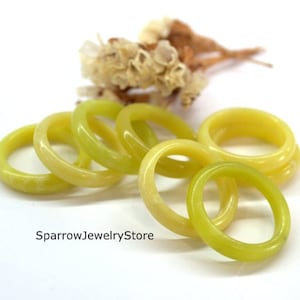 Natural stone lemon Jade Wedding ring band Genuine jade jewelry Personalized engagement Gift for her Jade solid unisex ring Graduation gifts