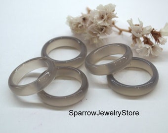 Grauer Achat Edelstein Ring: Unisex Band
