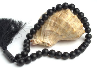 Black onyx mini mala Hand knotted bracelet mala Gemstone meditation beads Prayer stone beads Mens mala bracelet Christmas gift for him