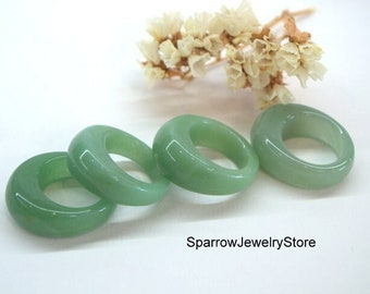 Natural green jade nephrite ring band Genuine jade jewelry Personalized asexual ring Real jade solid unisex ring band Buffed top boho ring