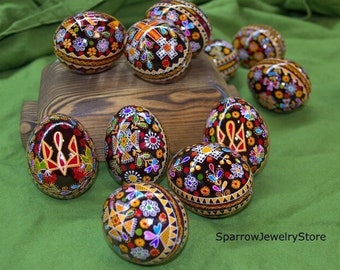 Easter ornaments Ukrainian Easter eggs Pysanky Traditional Ukrainian Pysanka Chicken hand painted easter egg Traditional Ukrainian souvenir