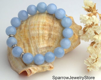 Aquamarin Kristall Armband: Natürliche Edelstein Perlen Schmuck