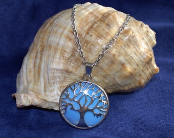 Moonstone Tree of Life Pendant: Silver Wire Wrap Necklace