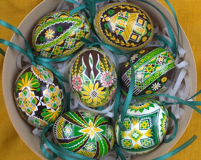 Set of 7 Traditional Ukrainian Pysanka Easter Eggs – Hand-painted Decor ...