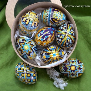 Vere uova di Pasqua souvenir dell'Ucraina Uova di Pasqua fatte a mano Pysanka ucraina tradizionale Regalo dall'Ucraina Arredamento per la casa per lei Sostieni l'Ucraina
