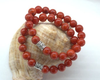Armband aus roten Korallenperlen: Echter Edelsteinschmuck