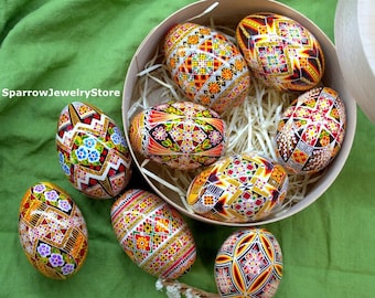 Real Ukrainian Easter eggs Pysanky SET of 5 Goose high quality easter egg Hand made Easter Egg Traditional Ukrainian symbol Easter ornaments