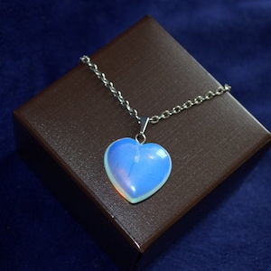 Healing moonstone heart pendant jemstone pendant jewelry rainbow gemstone opalite dainty necklace Moonstone Opal Valentines Heart Necklace