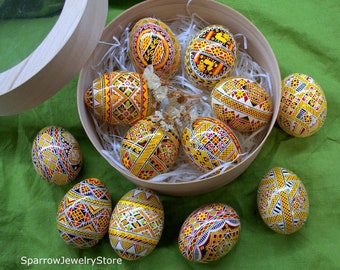 Real Chicken high quality easter egg Ukrainian Easter egg Pysanky Hand made gift for mom her Traditional Ukrainian Pysanka Easter ornaments