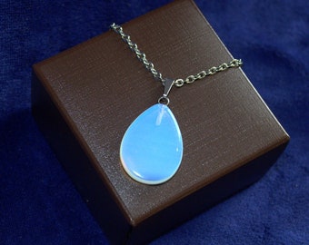 Genuine moonstone teardrop pendant June birthstone handmade necklace Dainty simple necklace gift for her wife Moonstone opalite jewelry