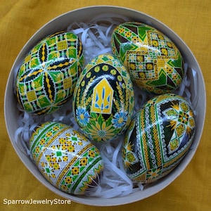 SET of 5 Goose high quality easter egg Traditional Ukrainian symbol Easter ornaments Real Ukrainian Easter egg Pysanky Best gift for mom her